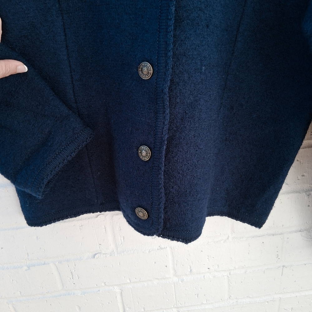 Vtg Tally-Ho Creation Blue Sweater Pollak Cardigan Button Size M - Picture 4 of 10